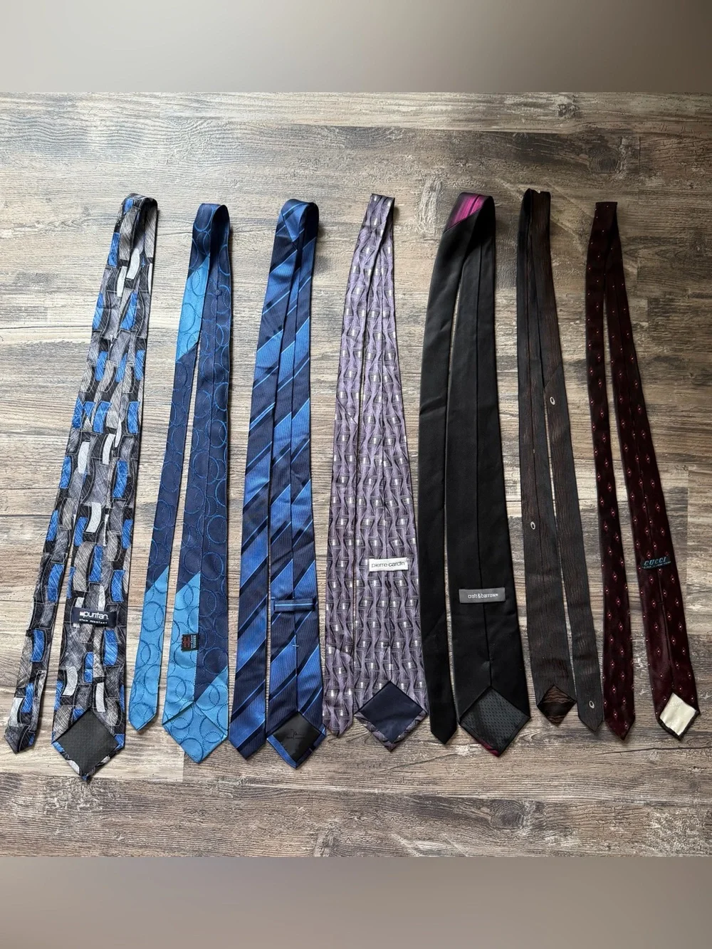 Lot of 7 assorted blue purple pink black men’s neck ties Puritan Croft & Barrow